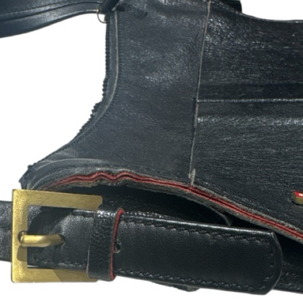 Bally Leather Shoulder Bag Black with Red Suede Interior - Picture 7 of 16